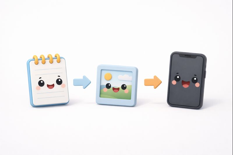 Visual de las 3 piezas del método: guion con IA, personaje (imagen) y herramienta de imagen a video para animación.