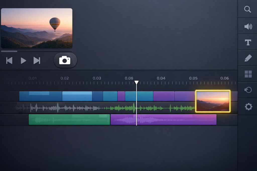 Ejemplo visual de capturar el último fotograma del clip para usarlo como referencia