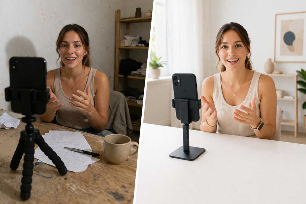 Comparativa antes y después de editar un video con IA Comparativa antes y después de editar un video con IA