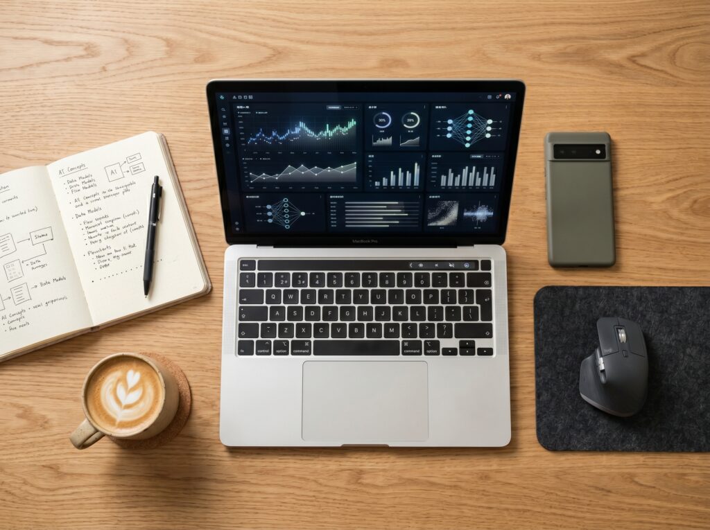 Espacio de trabajo con herramienta de AI video generator para estrategia de marketing digital