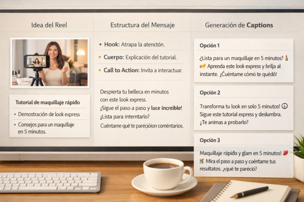 Proceso de creación de captions para Instagram con ayuda de Claude