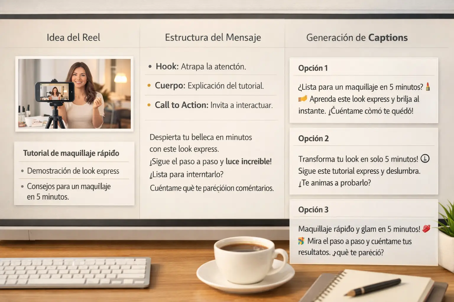 Proceso de creación de captions para Instagram con ayuda de Claude
