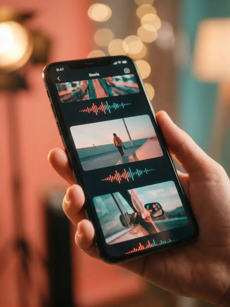 Pantalla de Instagram mostrando reels con audio en tendencia en 2026 programar reels con audio trending