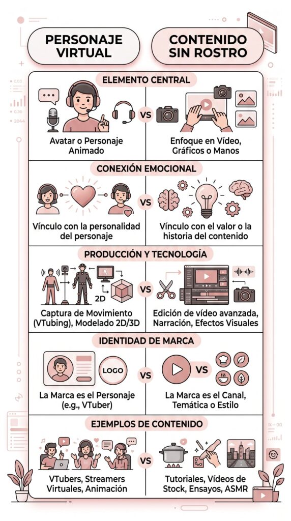 Cuándo usar influencer virtual vs contenido sin rostro