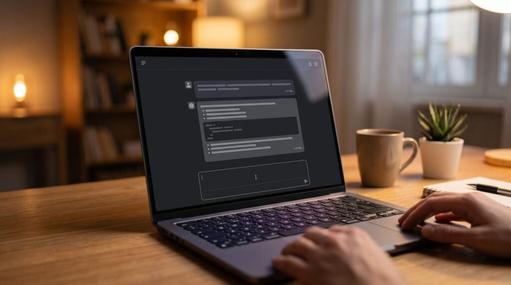 Captura de pantalla de una conversación con Claude generando un prompt técnico para video con inteligencia artificial