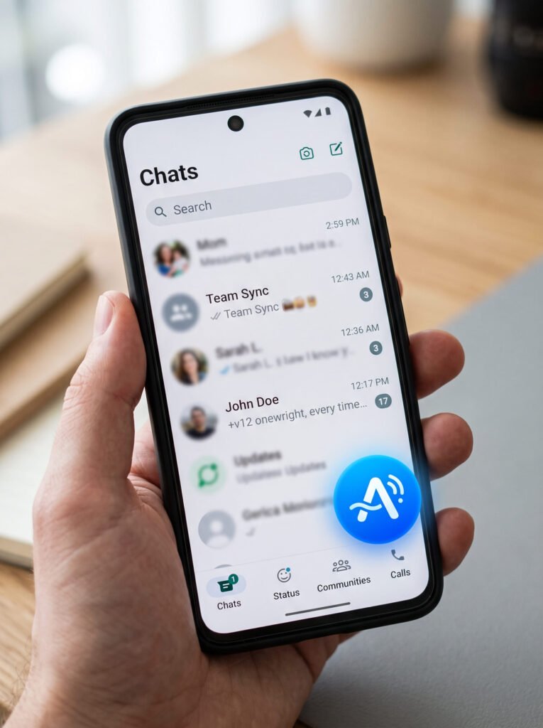 Botón flotante de Meta AI en WhatsApp Business