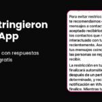 Aviso de WhatsApp Support informando de la restricción de una cuenta de empresa